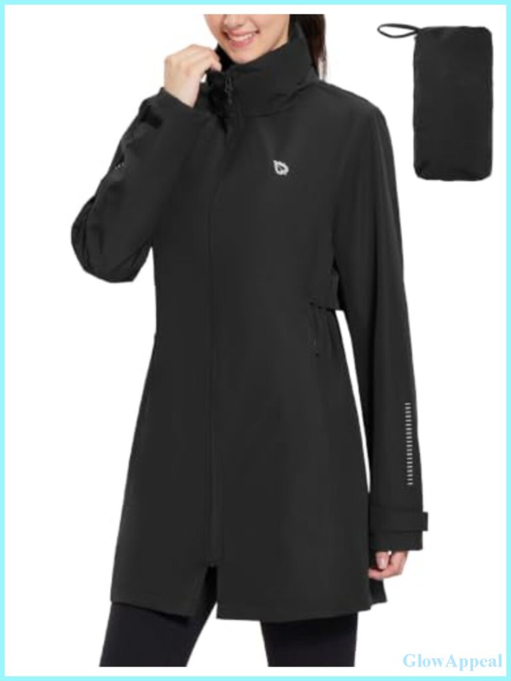 Women's Long Rain Coat Lightweight Packable Jacket with Hood Waterproof